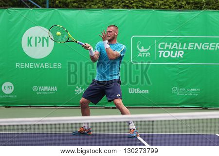 Bangkok Thailand - May 17 2016: Sam Groth is an Australian professional tennis player. KPN Renewables Bangkok Open 2016 at Rama Gardens Hotel.