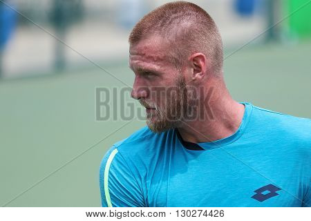 Bangkok Thailand - May 17 2016: Sam Groth is an Australian professional tennis player. KPN Renewables Bangkok Open 2016 at Rama Gardens Hotel.