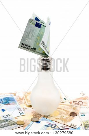 Money Euro currency and isolated white background