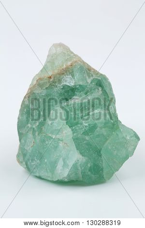 Green fluorite. Mineral natural stone on a white background