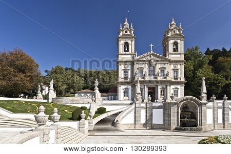 BRAGA, PORTUGAL - September 21, 2015: The neoclassical Basilica of Bom Jesus (Good Jesus) in Braga on September 21, 2015 in Braga, Portugal