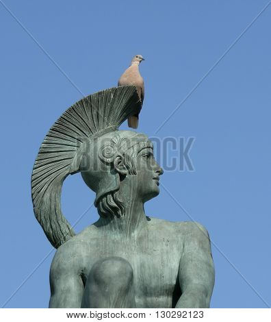 Bronze Statue of ancient Greek Hero Theseus near the Thission Station in Athens