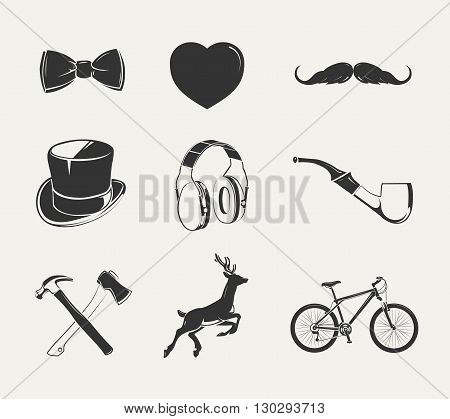 Vector elements for vintage hipster labels. Hipster element for label and emblem, hipter objects classic illustration