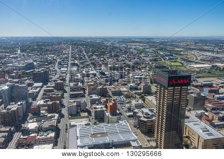 Johannesburg, South Africa 28 March 2016 The Johannesburg city skyline and the outlaying suburbs