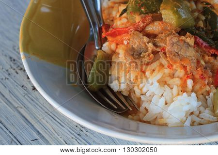 Close Up Curry Over Rice