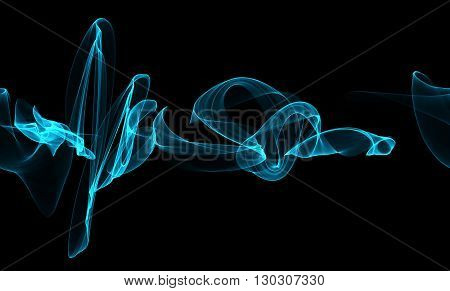 glowing blue curved lines and sircles over dark Abstract Background. seamless Illustration horizontal pattern
