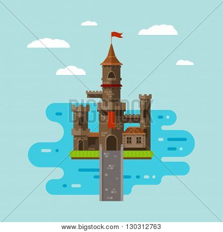 flat castle art abstract medieval kids background