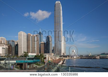 Hong Kong, China: 2 Aug 2015 Hongkong Cityscape, Hong Kong's tallest buildings and famous landmarks ,completed in 2003, Hong Kong, China