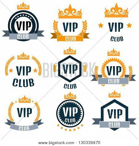Vip Club Logos Set In Flat Style