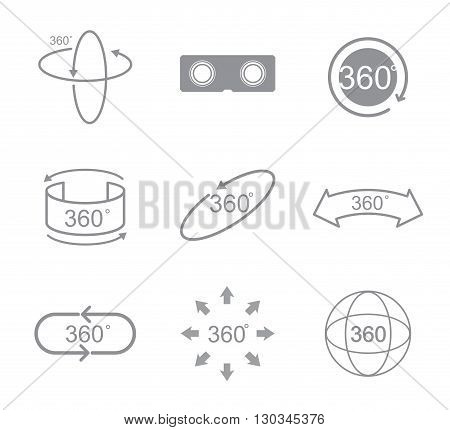 360 degrees view sign icon on the white background