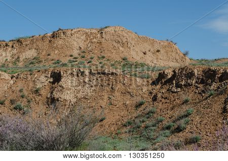 The large hill in the steppe region of Astrakhan Russia