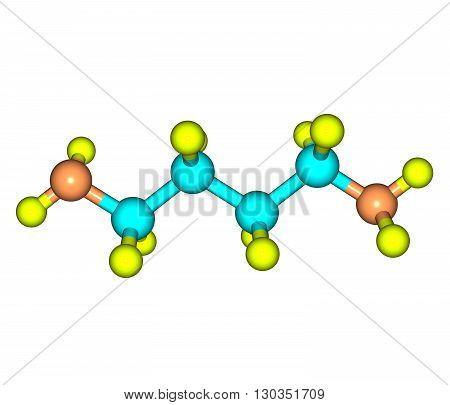 Putrescine - tetramethylenediamine - is a foul-smelling organic chemical compound - butanediamine - that is related to cadaverine. 3d illustration