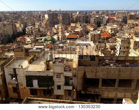 Lebanese town. Densely populated city of Tripoli Lebanon.