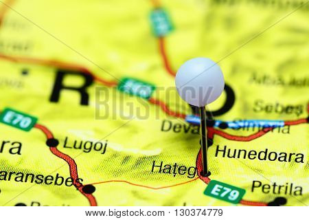 Hateg pinned on a map of Romania
