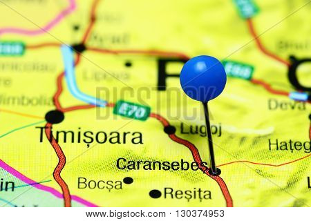 Caransebes pinned on a map of Romania