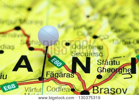 Fagaras pinned on a map of Romania
