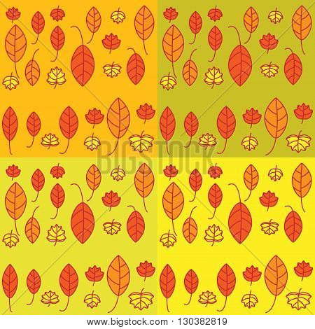 Set of seamless pattern with leaves. Vector Illustration.