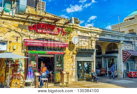 TEL AVIV ISRAEL - FEBRUARY 25 2016: The best cafes and restaurants of the city located in old Jaffa on February 25 in Tel Aviv.