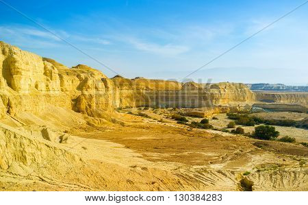The scenic yellow canyon in Negev desert Israel.