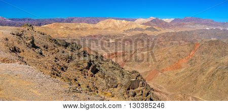The colorful desert located next to Eilat resort in the same named mountains Israel.