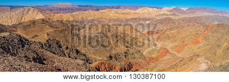The rocky desert is one of the most colorful places in dry southern district Eilat Israel.