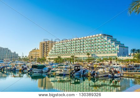 EILAT ISRAEL - FEBRUARY 24 2016: The Israeli resort is famous for its modern comfortable hotels quiet tourist neighborhoods and yacht sport on February 24 in Eilat.