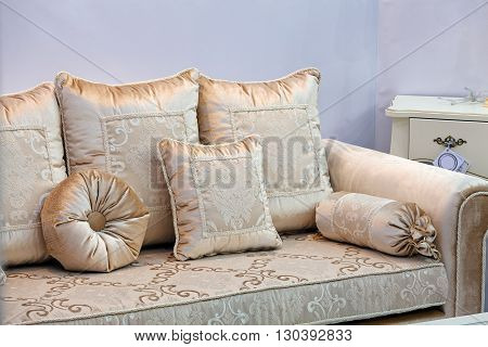 Gold Sofa With Pillows