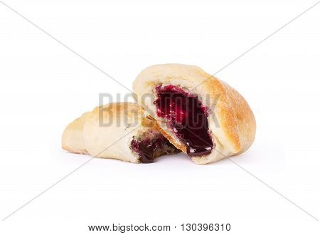 fresh baked croissant French brioche filled with berries jam