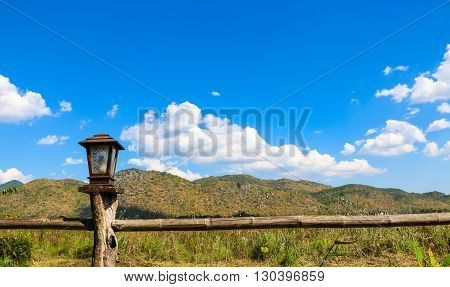 lamp on blue sky at kanchanaburi thailand