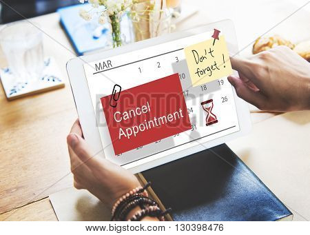 Cancel Appointment Note Calendar Planner Concept