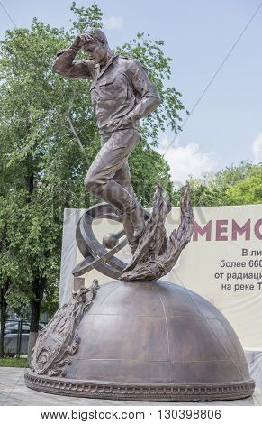 Rostov-on-Don Russia- May 142016: Memorial Heroes of Chernobyl Gloryis open to the 30 th anniversary of the accident. Sculptor Sergei Isakov.