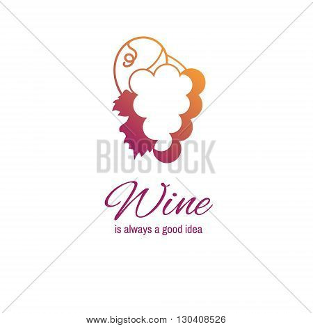 Vector wine logo with bunch of grapes and leaf
