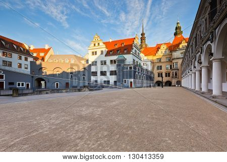 Historic architecture in the old town of Dresden, Germany.