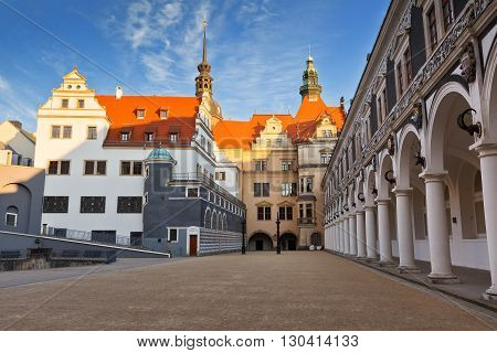 Historic architecture in the old town of Dresden, Germany.