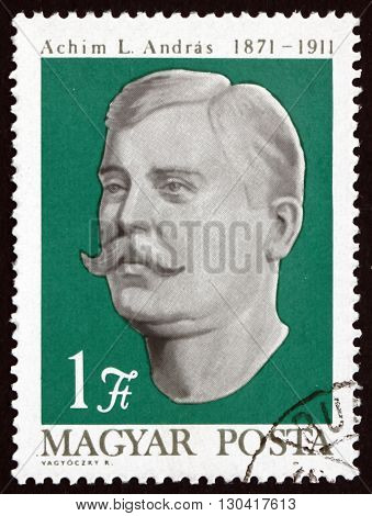 HUNGARY - CIRCA 1971: a stamp printed in Hungary shows Andras L. Achim Peasant Leader circa 1971