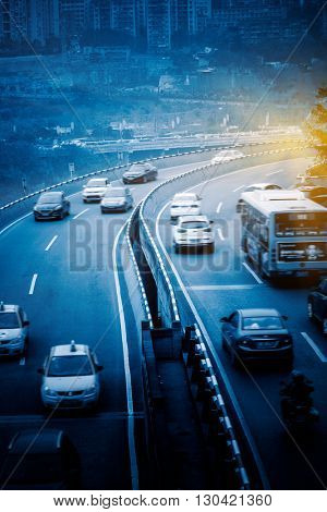 traffic through city, cityscape of china.