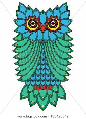 Big Owl Mainly In Blue And Green