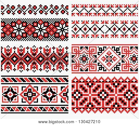 traditional geometrick embroidery set  red and black