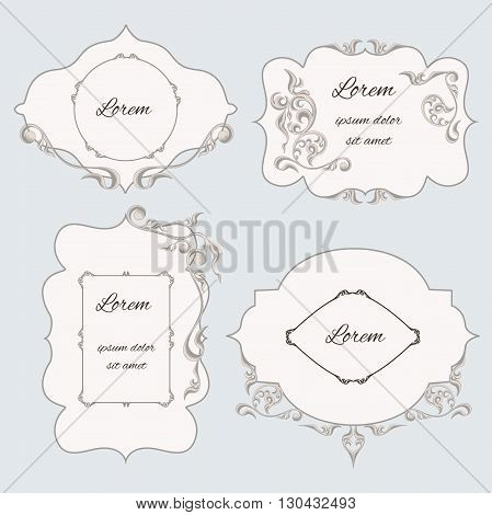 Set vintage ornamental frame, labels, with pattern in the Baroque style. It can be used to print design, letterpress.  Vector illustratior