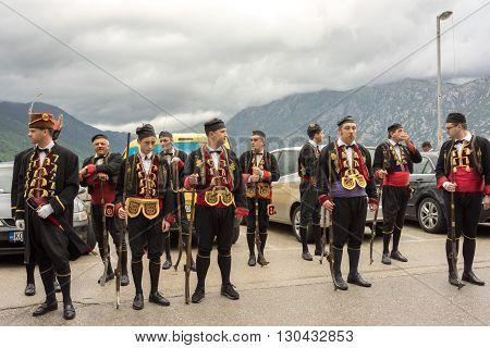 Perast, Montenegro - May 15, 2016: Shooting The Kokot (rooster) Celebration. Celebrates The Liberati