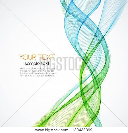 Abstract vector background, blue and green transparent waved lines for brochure, website, flyer design.  Blue and green smoke wave. Blue and green  wavy background