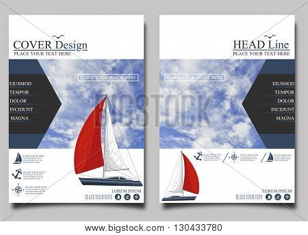 Yacht club. Flyer design template vector. Leaflet cover presentation background.