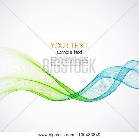 Abstract vector background, blue and green transparent waved lines for brochure, website, flyer design.  Blue and green smoke wave. Blue and green  wavy background
