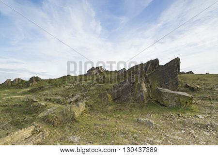 An image of a formation of rocks captured at Beacon Hill country park Leicestershire England UK.