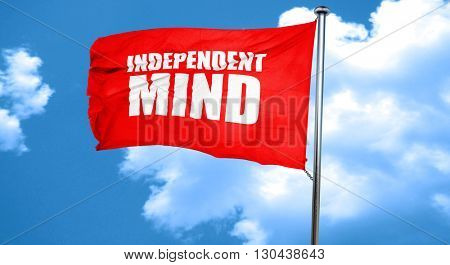 independent mind, 3D rendering, a red waving flag