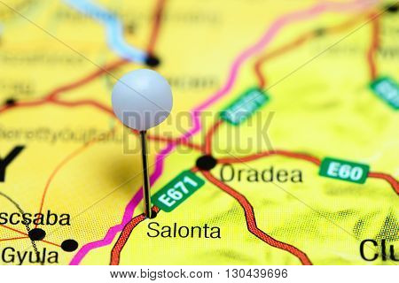 Salonta pinned on a map of Romania