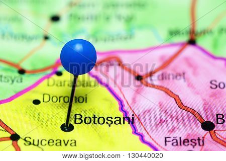 Botosani pinned on a map of Romania