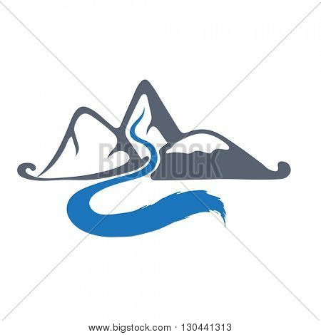 Mountain river, vector logo illustration.