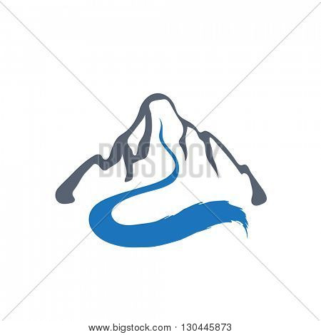 Mountain river, vector logo illustration.
