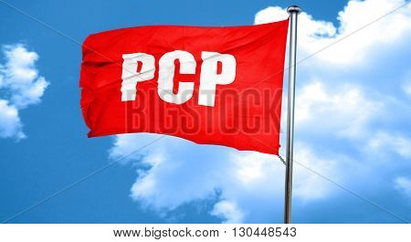 pcp, 3D rendering, a red waving flag